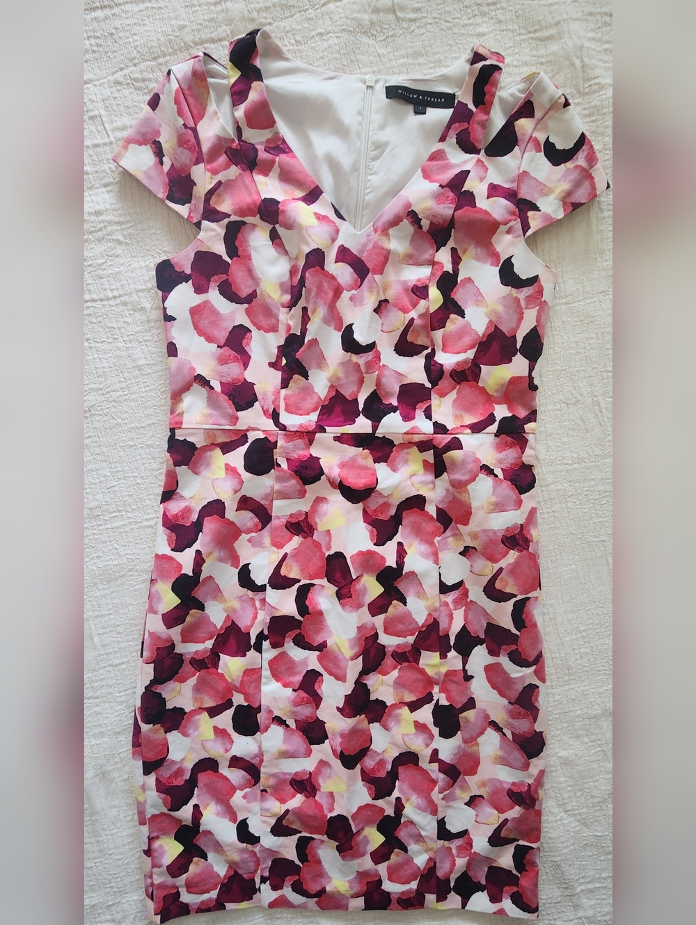 Willow & Thread Floral Watercolor Sheath Dress in Pink & Wine